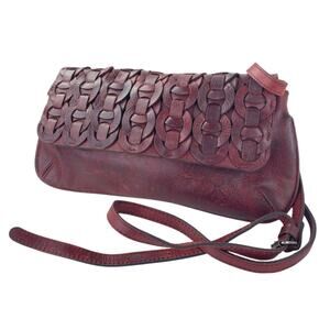 Patricia Nash Red Baku Leather Italian Convertible Chain Crossbody Purse Handbag